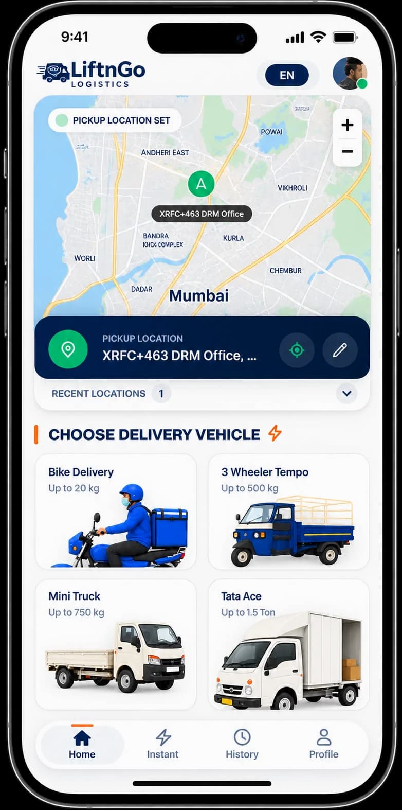 Liftngo on phone mobile web interface